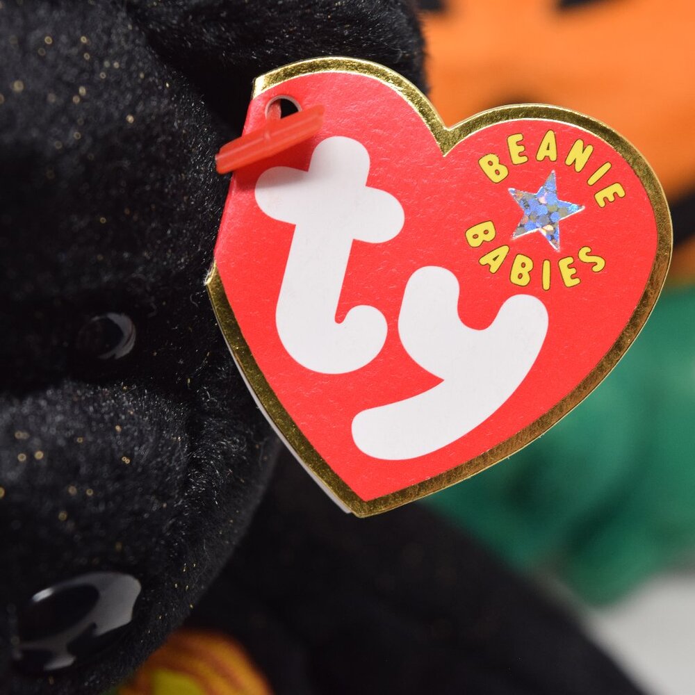 2 Ty 2001 Haunt 1998 Pumkin Beanie Baby Halloween Bear Pumpkin Stuffed Animal - Picture 9 of 16